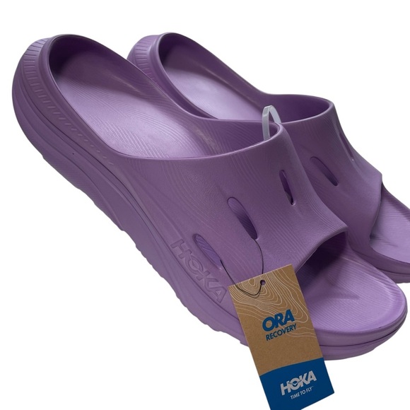 Hoka NWT Ora Recovery Slide 3 Violet Bloom Size M12 W14 - Picture 1 of 9